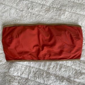AERIE Bohemian Teracotta Gold Bandeau Swim Top